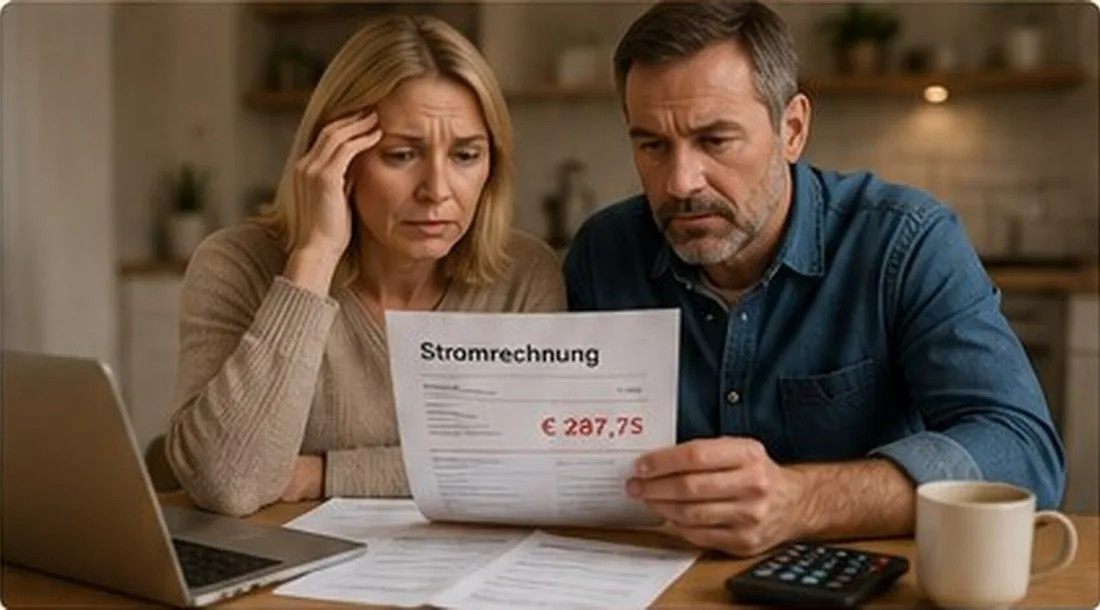 Paar betrachtet die Stromrechnung